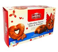 Milk Chocolate Lebkuchen in Stars, hearts & pretzels shapes 500g - German Gingerbreads coated with Milk Chocolate