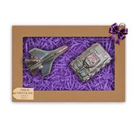 Milk Chocolate Military Gift Box- Handmade Tank and Plane in Belgian Chocolate - Artisan Present for Men, Veterans or Hobby Collectors - Yummy Decor by Angelina
