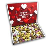 Milk Chocolate Mini Eggs Happy Valentines Day Sweets Gift Box Hamper (RED VALENTINES FRONT)