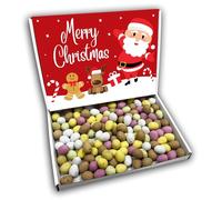 Milk Chocolate Mini Eggs Merry Christmas Sweets Gift Box Hamper (SANTA RED FRONT)
