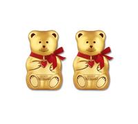 Milk Chocolate Teddy 2X100g - Iconic Gold Foil Wrapped Christmas Teddy Bear with Red Ribbon and Heart Charm, Perfect Chocolate Gift and Christmas Stocking Stuffer for Kids and Adults