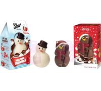 Milk Chocolate & White Chocolate Snowman Melting Hot Chocolate Bomb with Chocolate Chips and Mini Marshmallows - Festive Treat