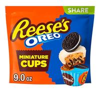 Milk Chocolate & White Creme Cups Filled With Peanut Butter & Cookies Pieces Miniatures Stand Up Bag, 9oz (255g)