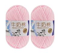 Milk Cotton Yarn for Crocheting - 2 x 50g, 5 Ply Chunky Knitting Yarn, Solid Color Soft Comfortable for Hand Knitting Baby Socks, Hats, Dolls