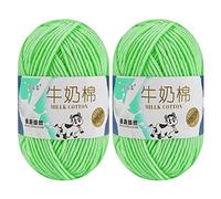 Milk Cotton Yarn for Crocheting, 2 x 50g Milk Cotton Yarn 5 Ply Chunky Knitting Yarn Solid Color Soft Comfortable Crochet Yarn for Hand Knitting Baby Socks Hats Dolls