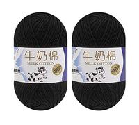 Milk Cotton Yarn for Crocheting, 2 x 50g Milk Cotton Yarn 5 Ply Chunky Knitting Yarn Solid Color Soft Comfortable Crochet Yarn for Hand Knitting Baby Socks Hats Dolls