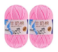 Milk Cotton Yarn for Crocheting, 2 x 50g Milk Cotton Yarn 5 Ply Chunky Knitting Yarn Solid Color Soft Comfortable Crochet Yarn for Hand Knitting Baby Socks Hats Dolls
