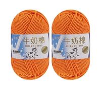 Milk Cotton Yarn for Crocheting, 2 x 50g Milk Cotton Yarn 5 Ply Chunky Knitting Yarn Solid Color Soft Comfortable Crochet Yarn for Hand Knitting Baby Socks Hats Dolls