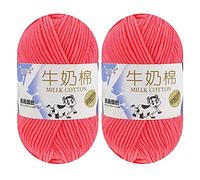 Milk Cotton Yarn for Crocheting, 2 x 50g Milk Cotton Yarn 5 Ply Chunky Knitting Yarn Solid Color Soft Comfortable Crochet Yarn for Hand Knitting Baby Socks Hats Dolls