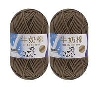 Milk Cotton Yarn for Crocheting, 2 x 50g Milk Cotton Yarn 5 Ply Chunky Knitting Yarn Solid Color Soft Comfortable Crochet Yarn for Hand Knitting Baby Socks Hats Dolls