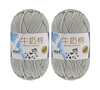 Milk Cotton Yarn for Crocheting, 2 x 50g Milk Cotton Yarn 5 Ply Chunky Knitting Yarn Solid Color Soft Comfortable Crochet Yarn for Hand Knitting Baby Socks Hats Dolls