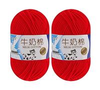 Milk Cotton Yarn for Crocheting, 2 x 50g Milk Cotton Yarn 5 Ply Chunky Knitting Yarn Solid Color Soft Comfortable Crochet Yarn for Hand Knitting Baby Socks Hats Dolls