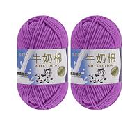 Milk Cotton Yarn for Crocheting, 2 x 50g Milk Cotton Yarn 5 Ply Chunky Knitting Yarn Solid Color Soft Comfortable Crochet Yarn for Hand Knitting Baby Socks Hats Dolls