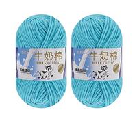 Milk Cotton Yarn for Crocheting, 2 x 50g Milk Cotton Yarn 5 Ply Chunky Knitting Yarn Solid Color Soft Comfortable Crochet Yarn for Hand Knitting Baby Socks Hats Dolls