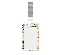 Milk-Cow-Cartoon Abs Vertical Id Badge Holder, Name Badge with Clear Scanning Film