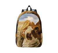 Milk Cow Printed Casual Backpack For Women Lightweight Canvas Backpack Travel Daypack Laptop Backpack, Black, S