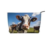 Milk Cow Printed Corduroy Cosmetic Bag, Large Capacity Waterproof Travel toiletries Storage Bag
