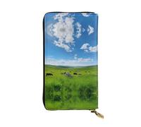 milk cow Printed leather wallet, 7.5 x 4.1-inch long credit card holder, portable travel cash wallet