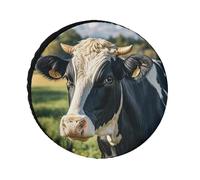 Milk Cow Universal Waterproof Trailer Tire Cover, Trailer Wheel Cover, Custom Travel Wheel Protectors for 24-36 Trailers Truck RV SUV