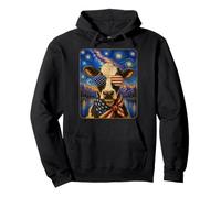 Milk Cow Wearing USA Flag Glasses American Art Pullover Hoodie