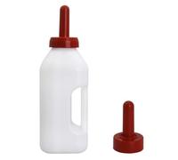Milk Drink Bottle, 2L White Plastic Lamb Feeding Bottle With 1 Or 2 Rubber Nipples For Livestock(1 bottle 2 pacifier)