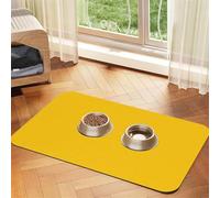 Milk Duck Yellow Pet Feeding Mat Absorbent Pu Leather Dog Cat Food Mats Contain Spills Protects Floors, Anti-Slip Dog Bowl Mats Easy Clean Pet Placemats 30x45cm