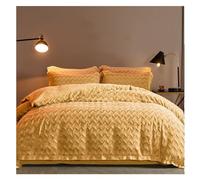Milk Flannel Duvet Cover Set, 4 Piece Soft Breathable Duvet Cover, Luxury Comfort Flannel Duvet Cover with Pillowcase Bedding Collection, Green (Color: Yellow, Size: 2.0m bed sheet -220x240c