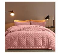 Milk Flannel Duvet Cover Set, 4 Piece Soft Breathable Duvet Cover, Luxury Comfort Flannel Duvet Cover with Pillowcase Bedding Collection, Green (Color: Pink, Size: 1.8m bed sheet -200x230cm