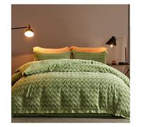 Milk Flannel Duvet Cover Set, 4 Piece Soft Breathable Duvet Cover, Luxury Comfort Flannel Duvet Cover with Pillowcase Bedding Collection, Green (Color: Green, Size: 1.2m bed sheet -150x200cm