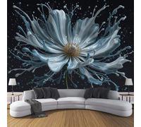 Milk Flowers Black Wallpaper Mural, 3D Effect Abstract Wall Mural for Furniture, Silk Fabric Print Photo Wallpaper for Bedroom Bathroom Living Room Decor 350x256cm (WxH)