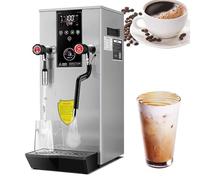 Milk Frother,12L Commercial Steamer - Automatic Boiling Water Machine - 360° Rotating Steam/Water Valve - LCD Touch Screen - Heavy-Duty 304 Stainless Steel - Timing&Temp Adjust,Silver