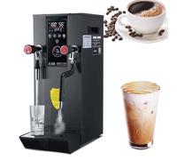 Milk Frother,12L Commercial Steamer - Automatic Boiling Water Machine - 360° Rotating Steam/Water Valve - LCD Touch Screen - Heavy-Duty 304 Stainless Steel - Timing&Temp Adjust,Black