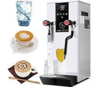 Milk Frother，2500W Commercial, 12L/3.2Gal 304 Stainless Steel Water Boiler, Electric Steam Boiling Water Machine, Milk Frothing Machine W/LED Display, IPX3 Waterproof, for Coffee Shop,White