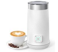 Milk Frother 4-in-1 Electric Milk Steamer, Hot Cold Foam Milk Maker, White | milk frother steamer with hot & cold foam modes 350ml capacity fast frothing for latte cappuccino macchiato & chocolate