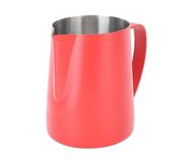 Milk Frother Cup, Frother Cup Milk Steaming Pitcher Milk Frother Pitcher with Inner Scale 480ML Stainless Steel Milk Pitcher Milk Cup for Latte Art (Red)
