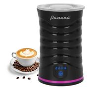 Milk Frother Electric 4 in 1 Automatic Frother and Milk Steamer, 430ml Hot & Cold Milk Warmer, Auto Shut-Off, Temprature Control for Coffee, Latte, Cappuccino (Black, Without Handle)