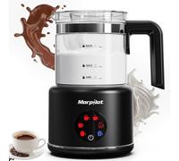Milk Frother Electric 6 in 1 - Morpilot Automatic Milk Frothers 500ML Large Capacity Milk Steamer Visual Glass Hot Chocolate Maker Milk Warmer and Foamer for Latte Coffee (Black)