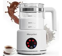 Milk Frother Electric 6 in 1 - Morpilot Automatic Milk Frothers 500ML Large Capacity Milk Steamer Visual Glass Hot Chocolate Maker Milk Warmer and Foamer for Latte Coffee (White)