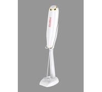 Milk Frother Handheld Battery Operated Electric Foam Maker, Drink Mixer with Stainless Steel Whisk and Stand for Cappuccino, Bulletproof Coffee, Latte (White)