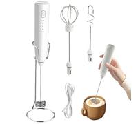 Milk Frother, Handheld Electric Stirrer, Small Foamer for Hot Drinks, Portable Mixer with 3 Adjustable Speeds, Powerful Whisk Tool, Frothing Accessory for Protein and Cappuccino