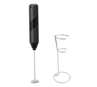Milk Frother Handheld, Electric Whisk Coffee Mixer Milk Frother with Stainless Steel Stand Foam Maker Blender Drink Mixer Mini Foamer for Latte Hot Chocolate Egg Matcha, Black