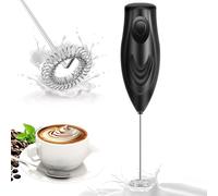 Milk Frother Handheld Whisk Battery Powered Drink Mixer, Milk Frother Foamer & Mini Drink Mixer Coffee Frother, Electric Portable for Latte, Cappuccino, Hot Chocolate-Black