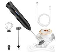 Milk Frother Handheld Whisk Electric Stirrer Rechargeable Milk Foam Maker with Stainless Steel Whisk 3 Adjustable Speed Mini Drink Mixer Coffee Foamer for Latte, Cappuccino, Hot Chocolate Matcha