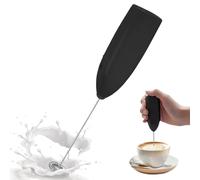 Milk Frother Handheld Whisk, LULUWA Coffee Foam Maker with Stainless Steel Hand Drink Mixer for Latte & Cappuccino & Hot Chocolate & Egg & Milkshake, Battery Powered (Black)