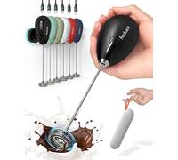Milk Frother Handheld with Case,USB C Rechargeable Frother Wand for Coffee, Portable Electric Whisk with Stand,Waterproof Hand Drink Mixer Travel for Lattes, Cappuccino, Matcha, Egg (Black)