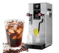 Milk Frother,LCD Touch Screen Commercial, 12L Full-Automatic Steam Boiling Water Frothing Machine, 3000W Stainless Steel Electric Coffee Foam Maker, 360° Rotating Steam/Water Valve,Silver