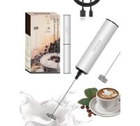 Milk Frother Rechargeable with Cover - Coffee Frother Wand, Drink Mixer Handheld with 2 Detachable Stainless Whisks 2 Speed Adjustable for Latte, Cappuccino, Hot Chocolate, Egg, White
