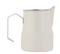 Milk Frother Stainless Steel 304, 350 ml Latte Art Jug with Ergonomic Spout and Open Handle for Precise Pouring, Easy to Clean, Black/White/Multicoloured (White)