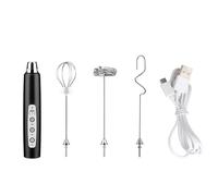 Milk Frother Wand, 3 Whisk Heads, USB Rechargeable Handheld Foam Maker, 1500 mAh Battery with Indicator Light, 3-Speed Drink Mixer and Stand, 1.1 x 1.1 x 12.6 in / 2.9 x 2.9 x 32 cm