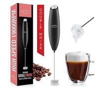 Milk Frother with Double Whisk, Handheld Electric Foam Maker, Hand Coffee Whisk Mixer Wand, Portable Mini Blender Foamer Stirrer for Latte, Matcha,Hot Chocolate
